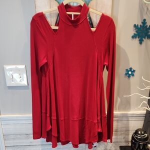 EUC Free People Women's Sz M Cut Out Shoulder Long Sleeve Shirt